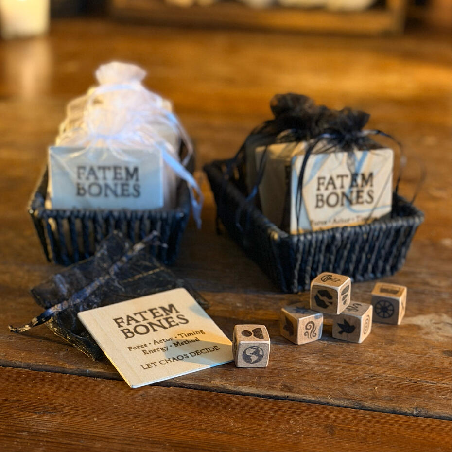 Handmade engraved chaos magic dice formula set, Fatem Bones by WMFrewolfe