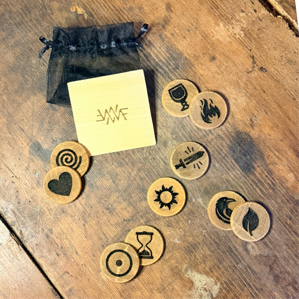 The Lot - a spread read The Lot casting coins cast and read in a spread, handmade chaos magic oracle by WMFrewolfe