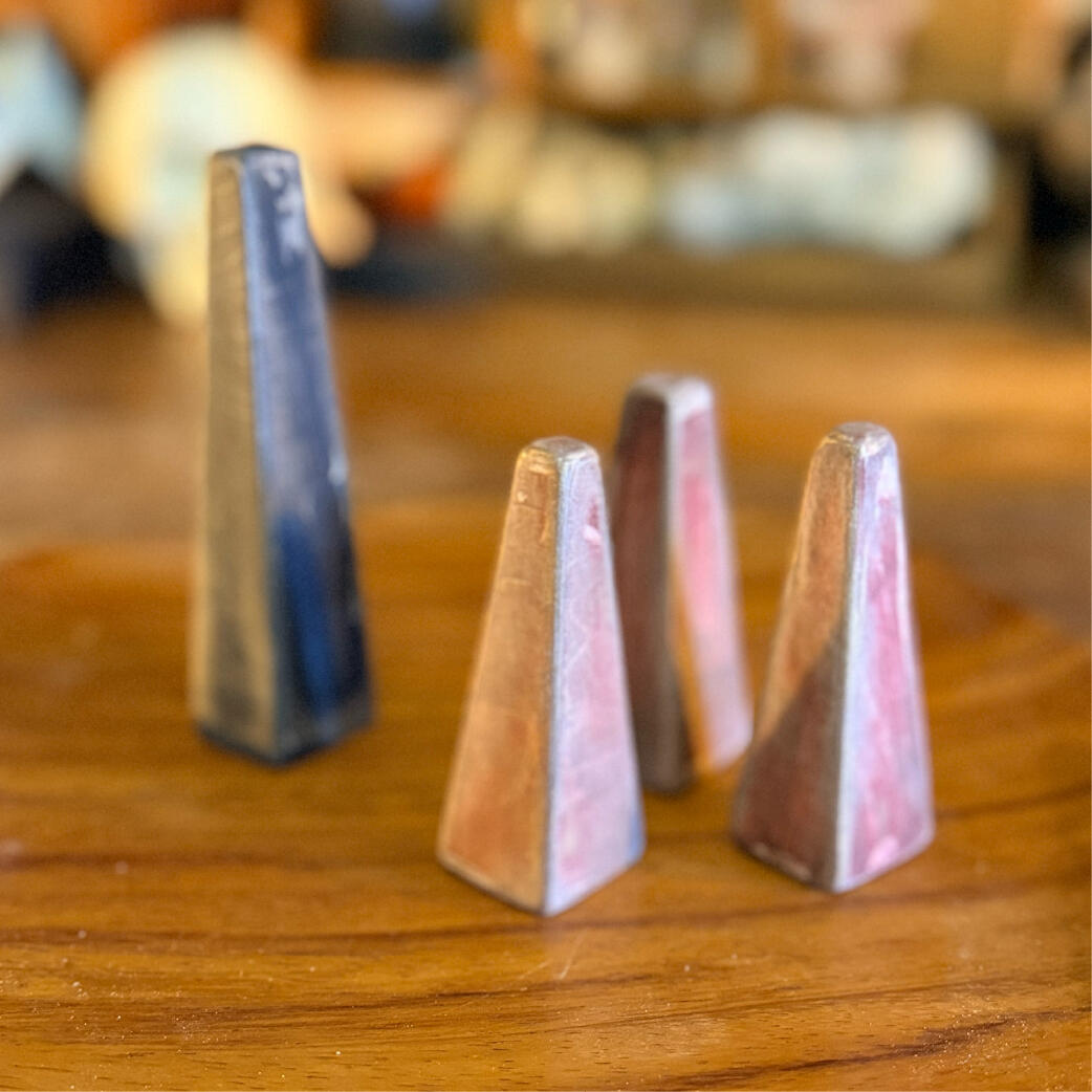 Bone bells - Some go together Cluster of small gilt-edged bone bells, handmade sealed sound totems, WMFrewolfe