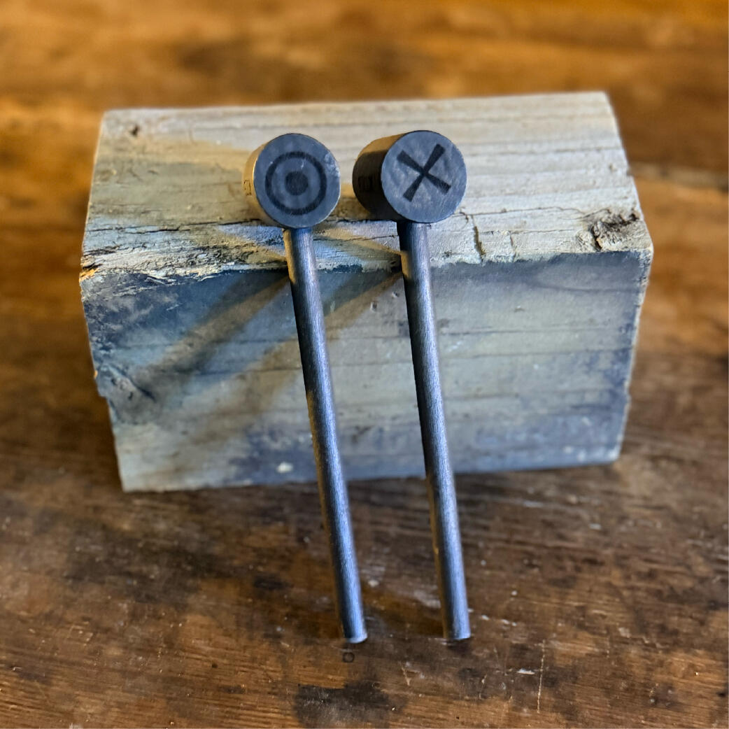 The Declarant - The monad, the cross Small handmade ritual gavels stamped with a monad and a cross, The Declarant by WMFrewolfe